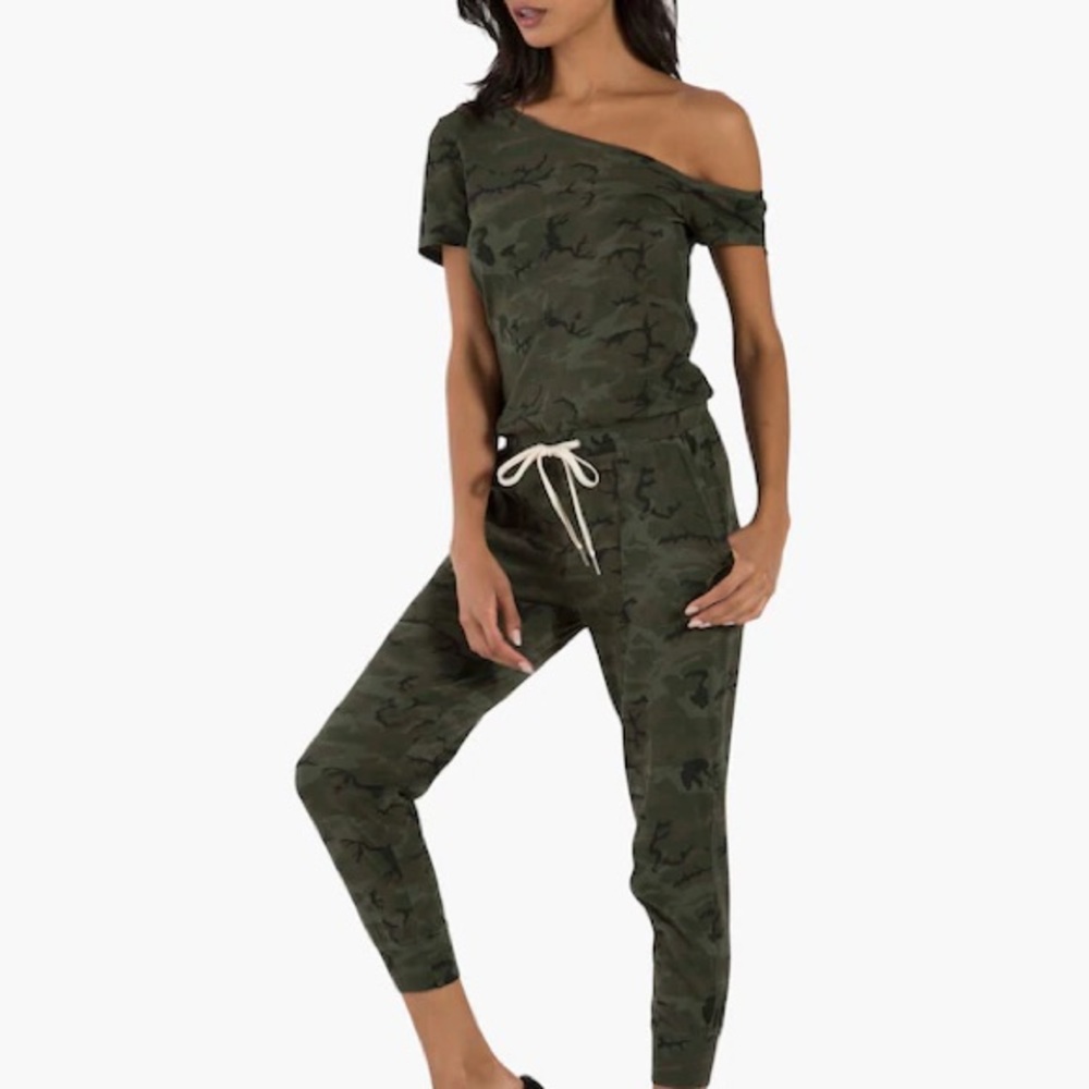 n:PHILANTHROPY Britton One-Shoulder Camo Jumpsuit